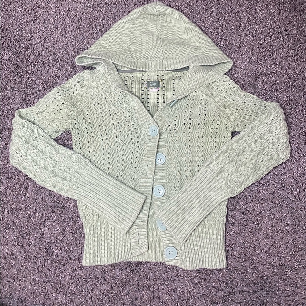GAP Women's Hooded Cardigan - Light Green